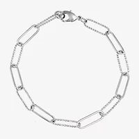 Silver Reflections Womens Pure Silver Over Brass 7.25 Inch Solid Paperclip Chain Bracelet