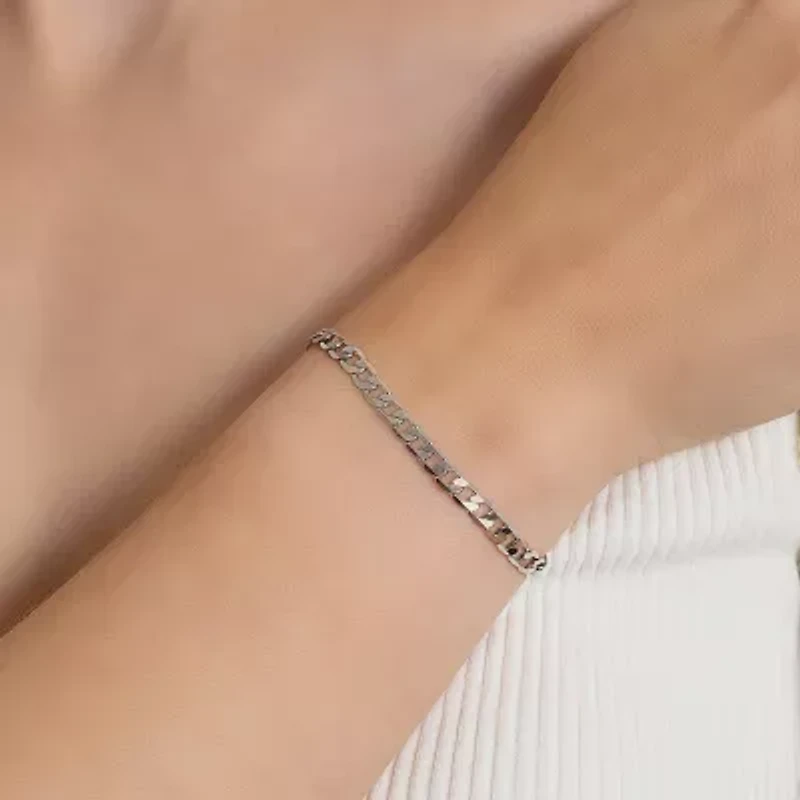 Silver Reflections Womens Pure Silver Over Brass 7.25 Inch Solid Curb Chain Bracelet