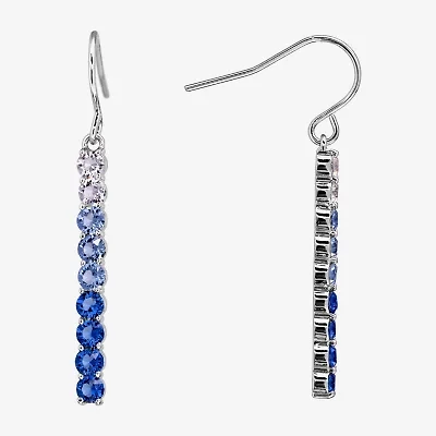 Sparkle Allure Womens Blue Crystal Pure Silver Over Brass Drop Earrings