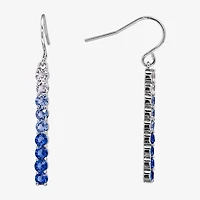 Sparkle Allure Womens Blue Crystal Pure Silver Over Brass Drop Earrings