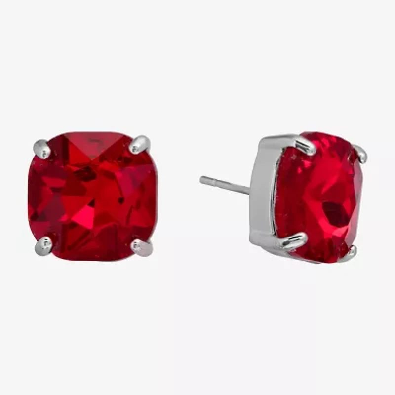 Sparkle Allure Green Crystal 11.9mm Square Stud Earrings