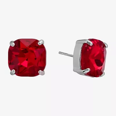Sparkle Allure Green Crystal 11.9mm Square Stud Earrings