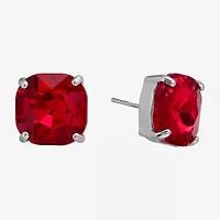 Sparkle Allure Green Crystal 11.9mm Square Stud Earrings