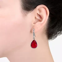 Sparkle Allure Womens Red Crystal Pure Silver Over Brass Drop Earrings