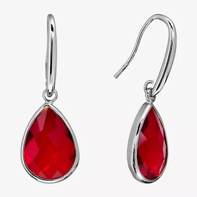 Sparkle Allure Womens Red Crystal Pure Silver Over Brass Drop Earrings