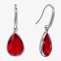 Sparkle Allure Womens Red Crystal Pure Silver Over Brass Drop Earrings