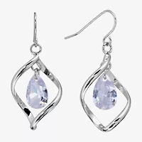 Sparkle Allure Womens Crystal Pure Silver Over Brass Pear Drop Earrings