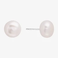 Silver Treasures White Cultured Freshwater Pearl Sterling Silver 9.9mm Stud Earrings