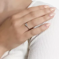 Silver Treasures Cluster Womens Cubic Zirconia Sterling Silver Cluster Delicate Band