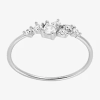 Silver Treasures Cluster Womens Cubic Zirconia Sterling Silver Cluster Delicate Band