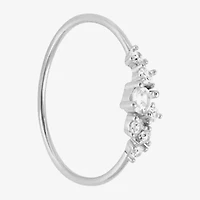 Silver Treasures Cluster Womens Cubic Zirconia Sterling Silver Cluster Delicate Band