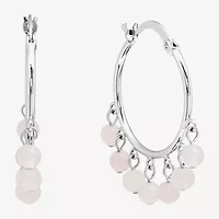 Sparkle Allure Genuine Stone Beaded Womens Pink 32.5mm Hoop Earrings
