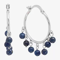 Sparkle Allure Genuine Stone Beaded Womens Pink 32.5mm Hoop Earrings