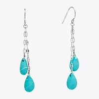 Sparkle Allure Genuine Stone Beaded Womens Pink Pure Silver Over Brass Drop Earrings