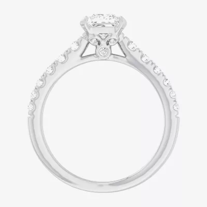 G-H / Si1-Si2) Womens 1 3/ CT. T.W. Lab Grown White Diamond 14K Gold Side Stone Engagement Ring