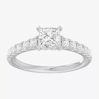 G-H / Si1-Si2) Womens 1 3/ CT. T.W. Lab Grown White Diamond 14K Gold Side Stone Engagement Ring