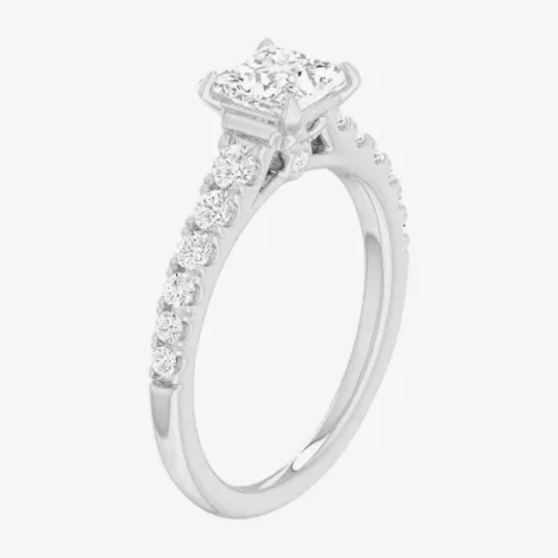 G-H / Si1-Si2) Womens 1 3/ CT. T.W. Lab Grown White Diamond 14K Gold Side Stone Engagement Ring