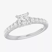 G-H / Si1-Si2) Womens 1 3/ CT. T.W. Lab Grown White Diamond 14K Gold Side Stone Engagement Ring