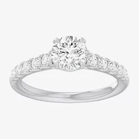 G-H / Si1-Si2) Womens 1 / CT. T.W. Lab Grown White Diamond 14K Gold Round Side Stone Engagement Ring