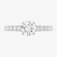 G-H / Si1-Si2) Womens 1 / CT. T.W. Lab Grown White Diamond 14K Gold Round Side Stone Engagement Ring