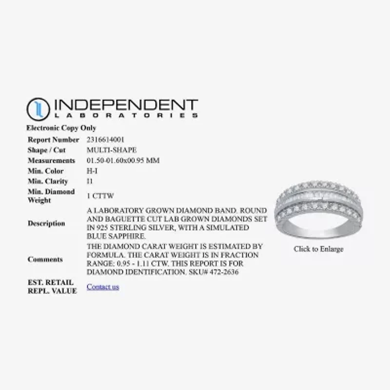 I Said Yes (H-I / I1) Womens 1 CT. T.W. Lab Grown White Diamond Sterling Silver Anniversary Band