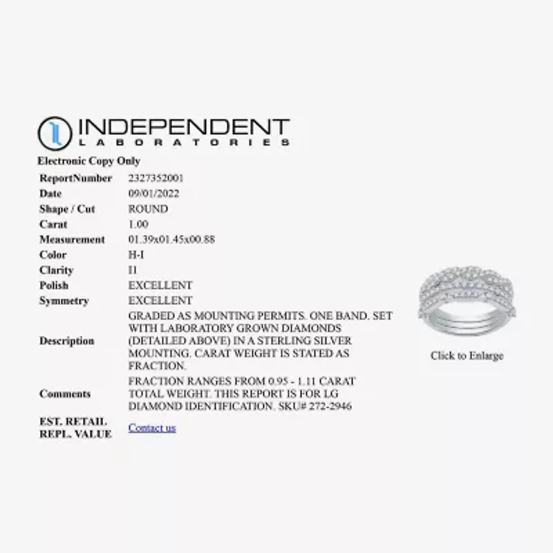 I Said Yes (H-I / I1) Womens 1 CT. T.W. Lab Grown White Diamond Sterling Silver Wedding Ring Set