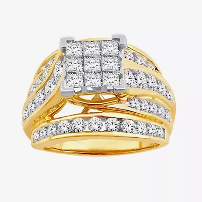 Womens 3 CT. T.W. Natural White Diamond 14K Gold Side Stone Bridal Set