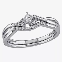 1/5 CT.T.W. Natural Diamond Bridal Ring Set Sterling Silver