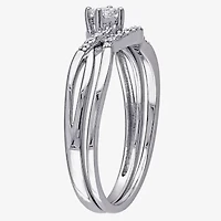 1/5 CT.T.W. Natural Diamond Bridal Ring Set Sterling Silver