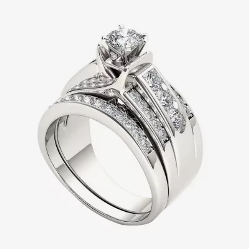 1 1/4 CT.T.W. Natural Diamond 14K White Gold Bridal Set