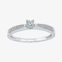 Promise My Love Womens 1/5 CT. Natural White Diamond 10K Gold Round Side Stone Ring