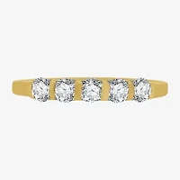 (H-I / I1) Womens 1/2 CT. T.W. Lab Grown White Diamond 10K Gold 5-Stone Anniversary Band