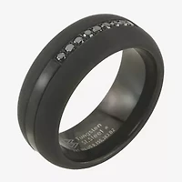 Mens 8MM 1/5 CT. Natural Black Diamond Tungsten Wedding Band