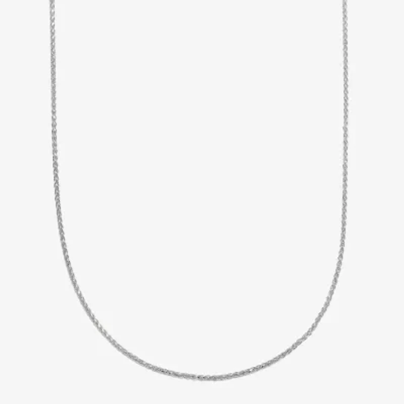 Womens 14K White Gold 18 Inch Wheat Chain Necklace