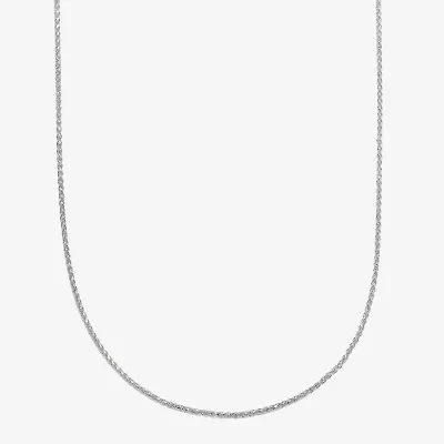Womens 14K White Gold 18 Inch Wheat Chain Necklace