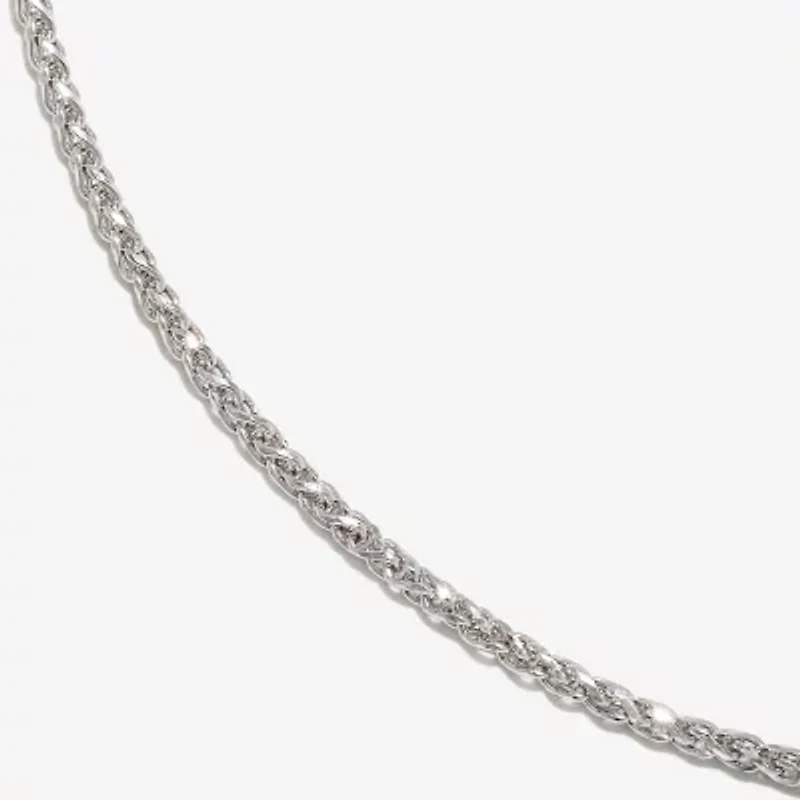 Womens 14K White Gold 18 Inch Wheat Chain Necklace