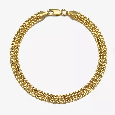 Womens 10K Gold Hollow 7.5 Inch Link Bracelet