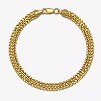 Womens 10K Gold Hollow 7.5 Inch Link Bracelet