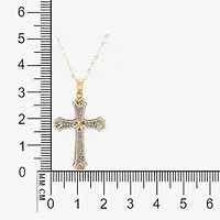 Women's 14K Two-Tone Gold Heart Cross Pendant