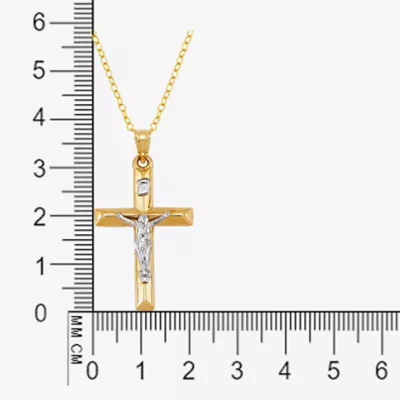 Crucifix Unisex Adult 14K Two Tone Gold Cross Pendant