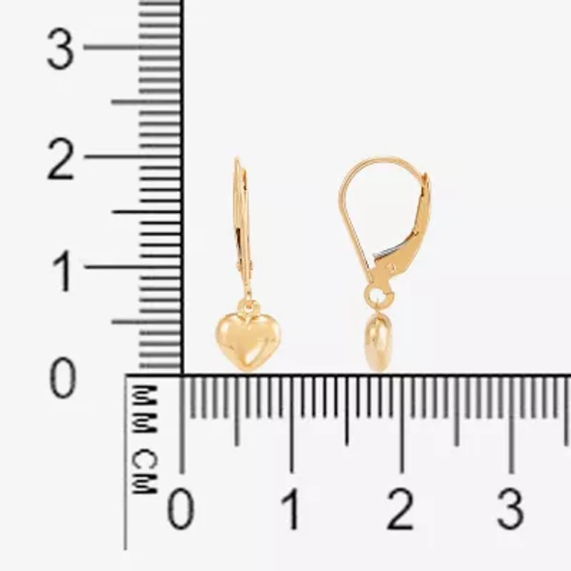 Girls 10K Gold Heart Drop Earrings