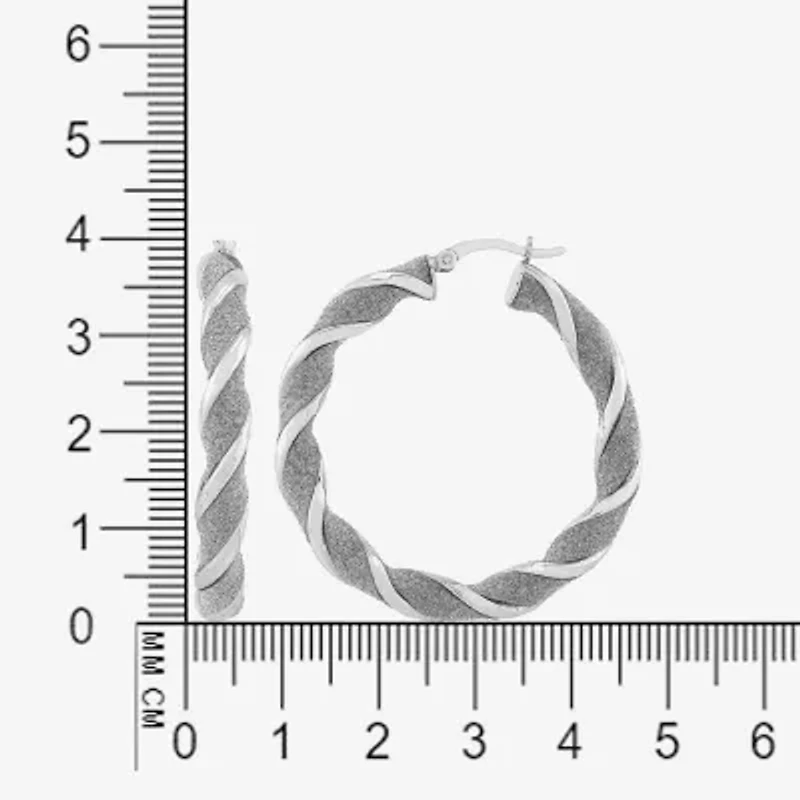 Womens Sterling Silver 40mm Round Hoop Earrings
