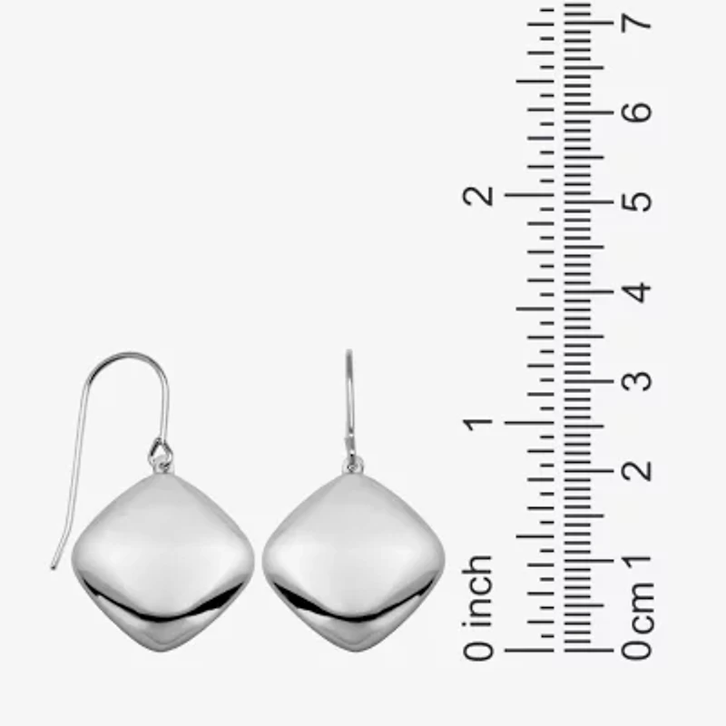 Womens Sterling Silver Diamond Drop Earrings