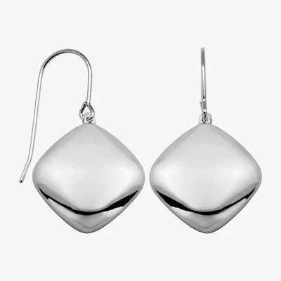 Womens Sterling Silver Diamond Drop Earrings