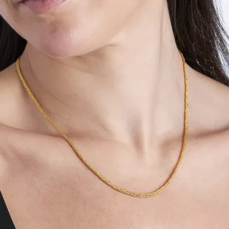 Made in Italy Womens 24K Gold Over Silver 18 Inch Mesh Chain Necklace
