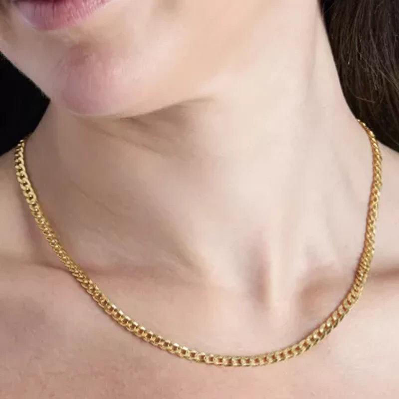 Made in Italy Womens 24K Gold Over Silver 18 Inch Curb Chain Necklace