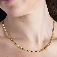 Made in Italy Womens 24K Gold Over Silver 18 Inch Curb Chain Necklace