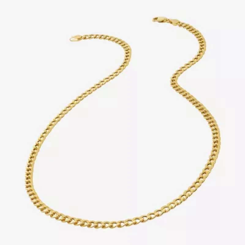 Made in Italy Womens 24K Gold Over Silver 18 Inch Curb Chain Necklace