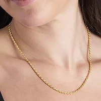 Made in Italy Womens 24K Gold Over Silver 18 Inch Rope Chain Necklace
