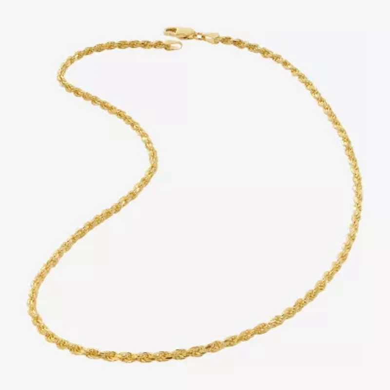 Made in Italy Womens 24K Gold Over Silver Inch Rope Chain Necklace